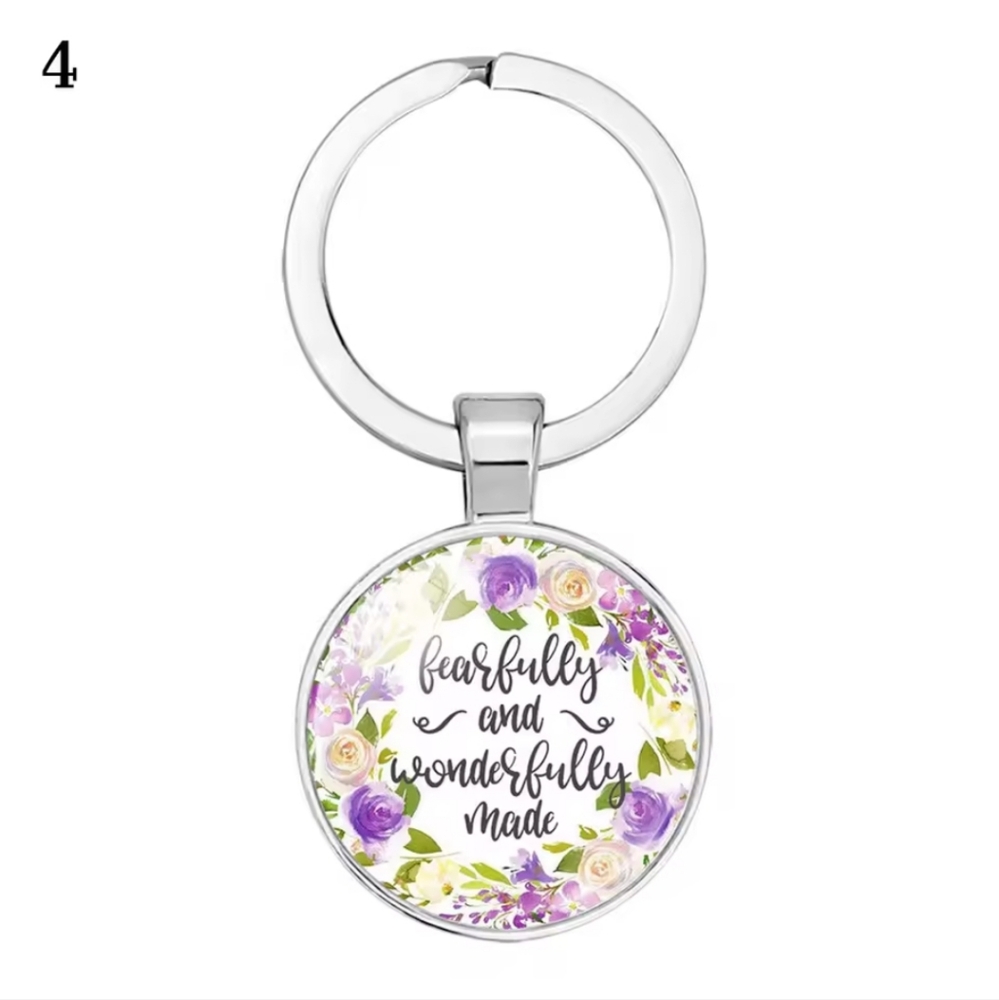 Floral Keychain with Inspirational Quote